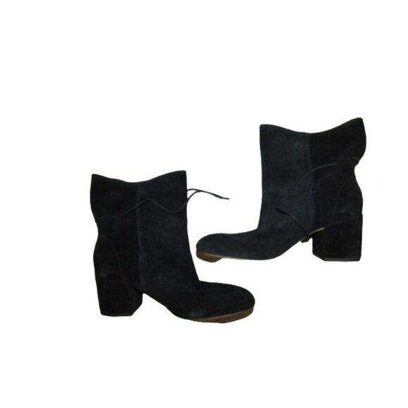 Splendid Size 6.5 Black Drawstring Tie Heel Ankle Boots Suede - Picture 3 of 6